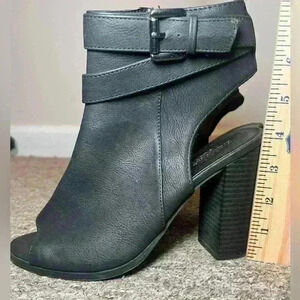 Charlotte Russe Boots Womens 6 M Luna Bootie Slingback Black Suede Casual Block